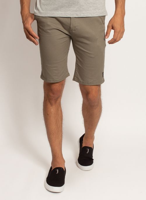Bermuda Sarja Aleatory Fenix Khaki Escuro