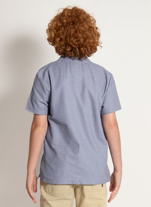Camisa Polo Aleatory Infantil Lisa Recortada Azul