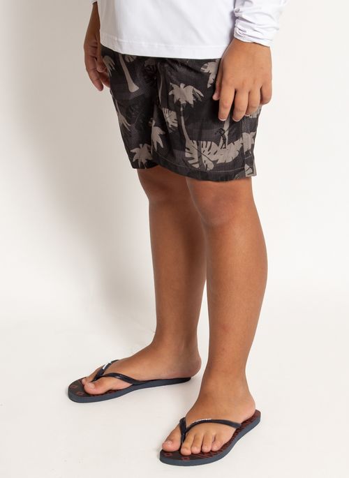 Shorts Aleatory Shore Infantil Estampado Preto