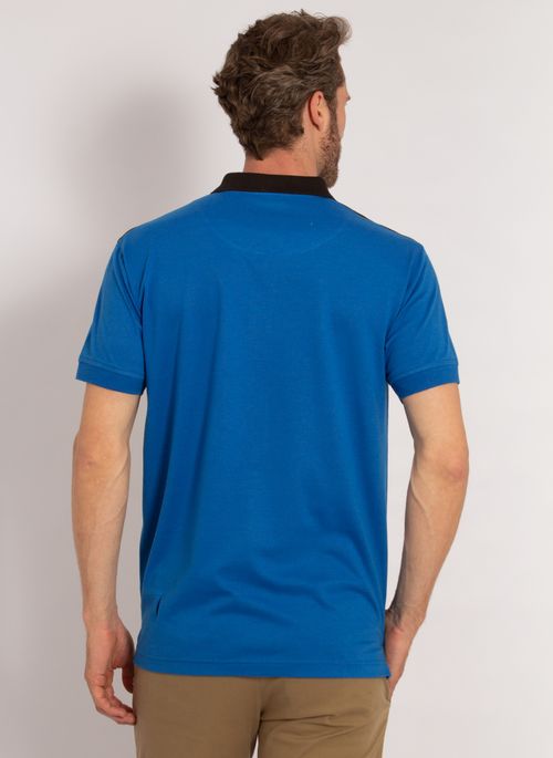 Camisa Polo Aleatory Listrada Diagonal Azul