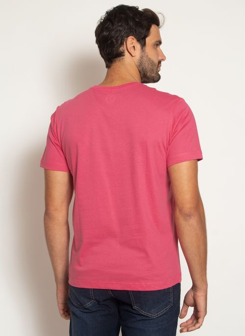 Camiseta Aleatory Gola V Básica Rosa
