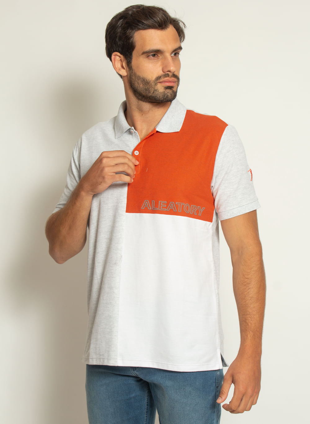 camisa-polo-aleatory-piquet-sundown-laranja-modelo-4-