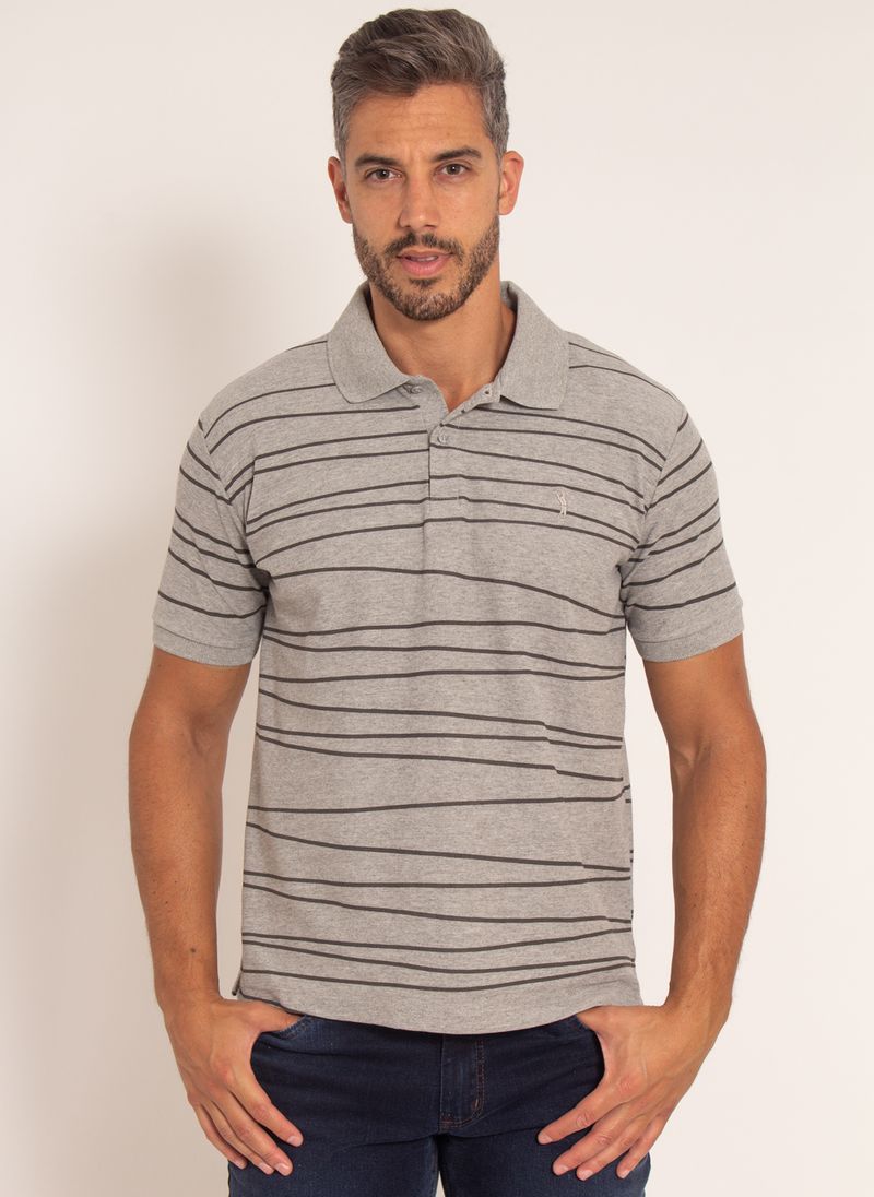 camisa-polo-aleatory-masculina-piquet-estampada-line-cinza-modelo-4-