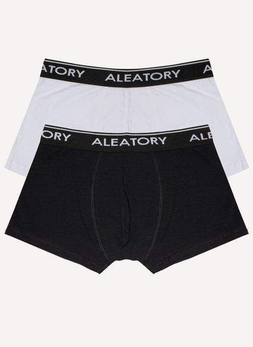 Cueca Aleatory Boxer kit com 2 Branco/Preto