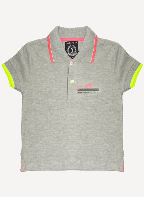 Camisa Polo Aleatory Piquet Kids Fluor Cinza