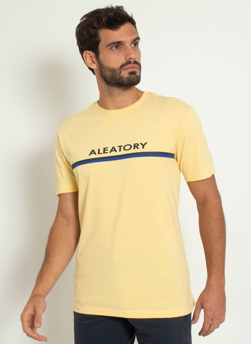 Camiseta-Aleatory-Estampada-Ribbon-Amarela-Amarelo-G