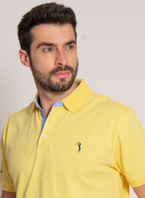Camisa Polo Amarela Lisa Aleatory