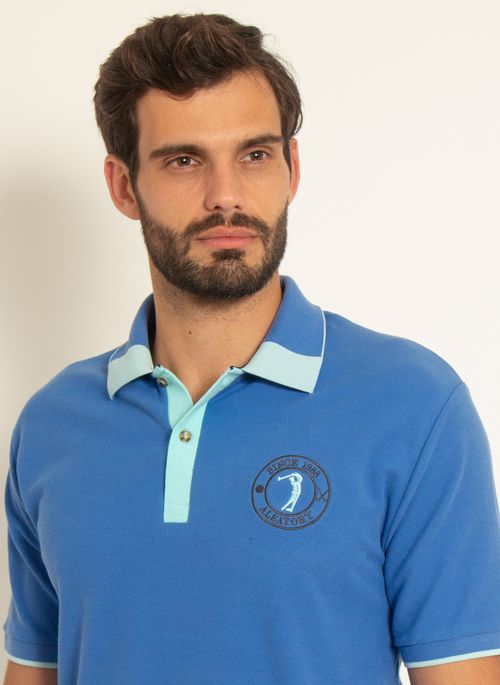 Camisa Polo Aleatory Piquet Classic Azul
