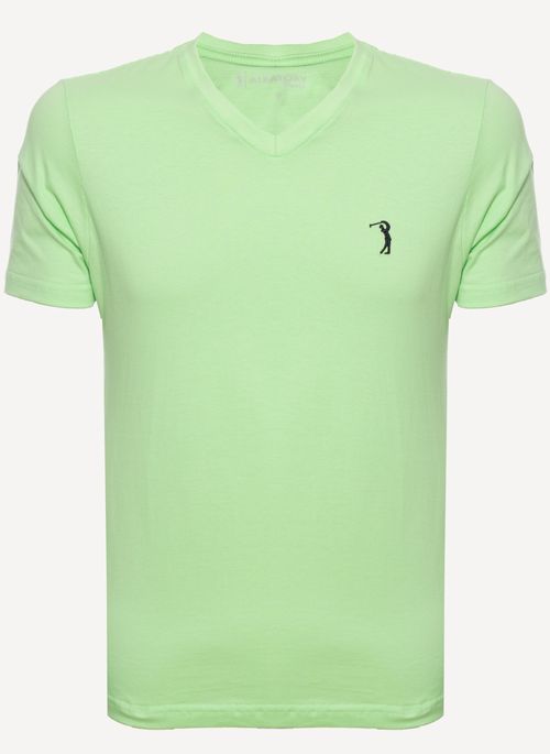 Camiseta Aleatory Gola V Básica Verde