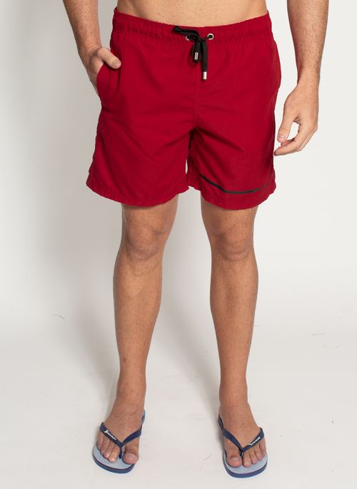Shorts Aleatory Liso Stripe Vermelho