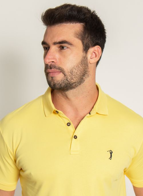 Camisa Polo Aleatory Lisa Algodão Pima Amarela