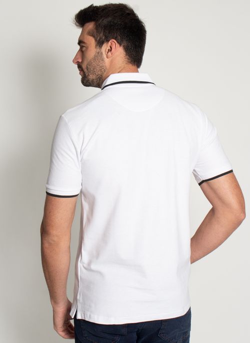 Camisa Polo Aleatory Lisa Brasão Piquet Origins Branca