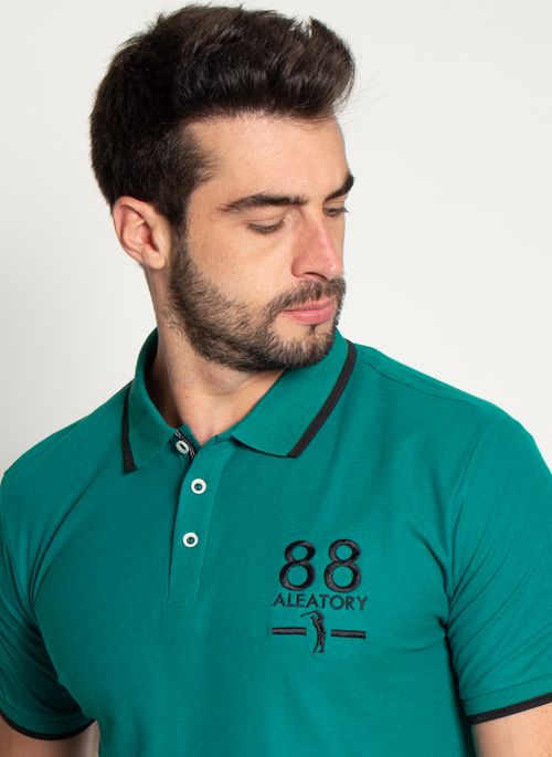 Camisa Polo Aleatory Lisa Brasão Piquet Origins Verde