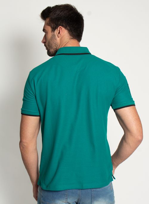 Camisa Polo Aleatory Lisa Brasão Piquet Origins Verde