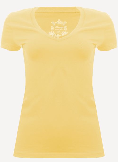 Camiseta Feminina Aleatory Gola V Lisa Force Amarela