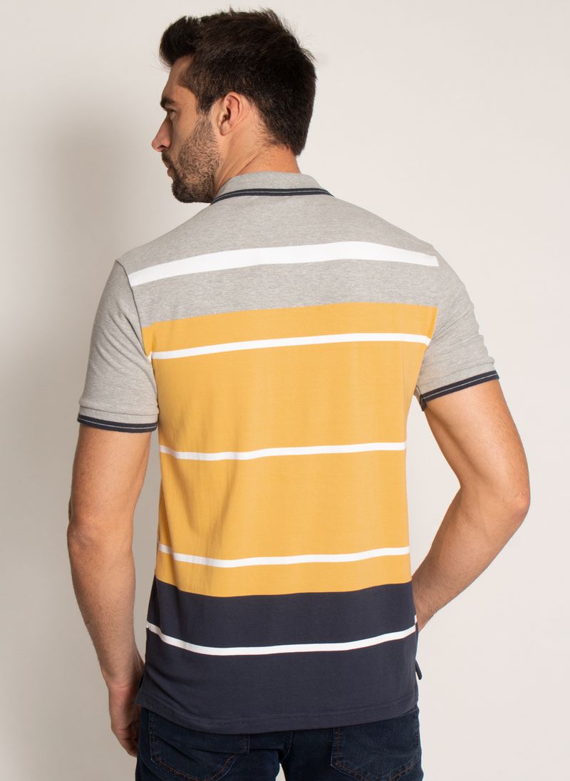 Camisa-Polo-Aleatory-Listrada-Success-Amarela-Amarelo-GG