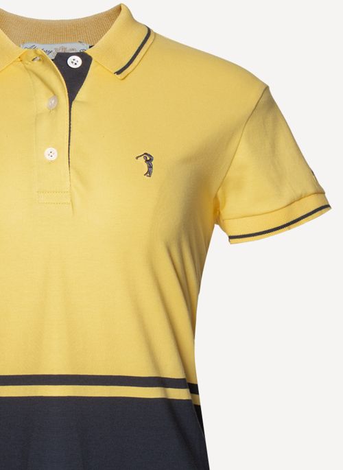 Camisa Polo Aleatory Feminina Listrada Lany Amarelo