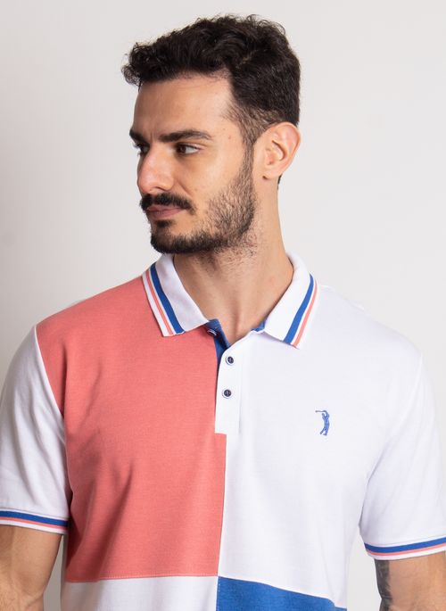 Camisa Polo Piquet Recortada Half Branca