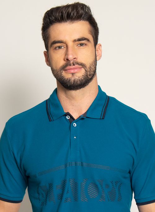 Camisa Polo Aleatory Piquet Greece Azul