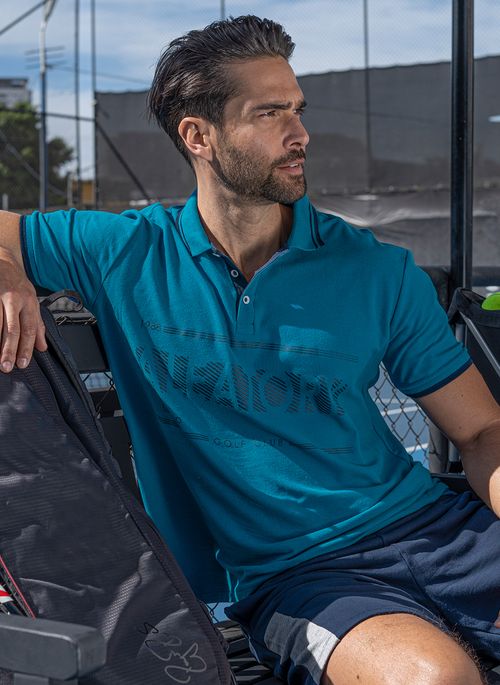 Camisa Polo Aleatory Piquet Greece Azul