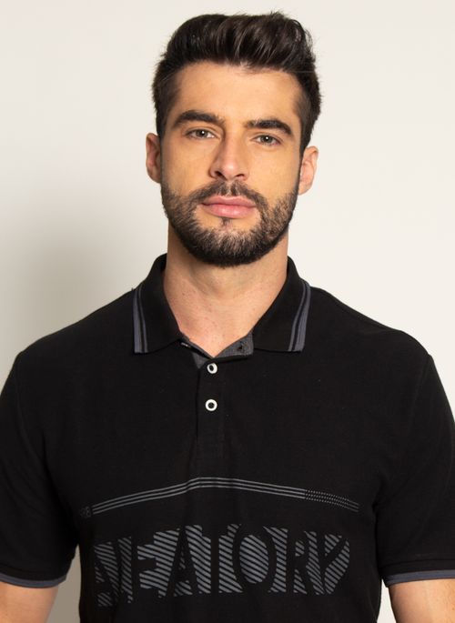 Camisa Polo Aleatory Piquet Greece Preta