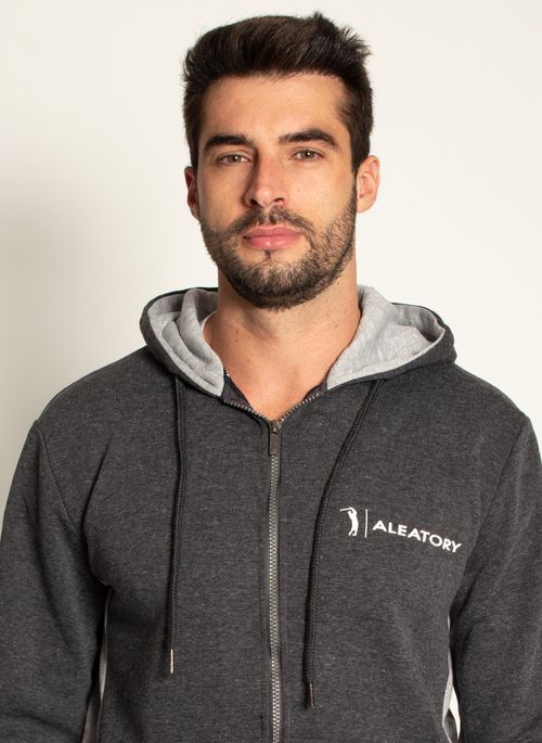 Blusão Moletom Aleatory Com Ziper Dolls Mescla Chumbo