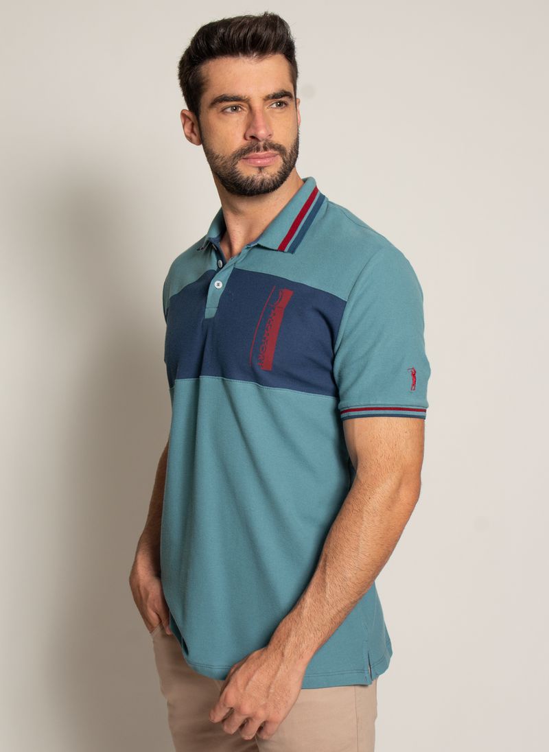 Camisa-Polo-Aleatory-Piquet-Recortada-Azul-com-Estampa-Azul-P
