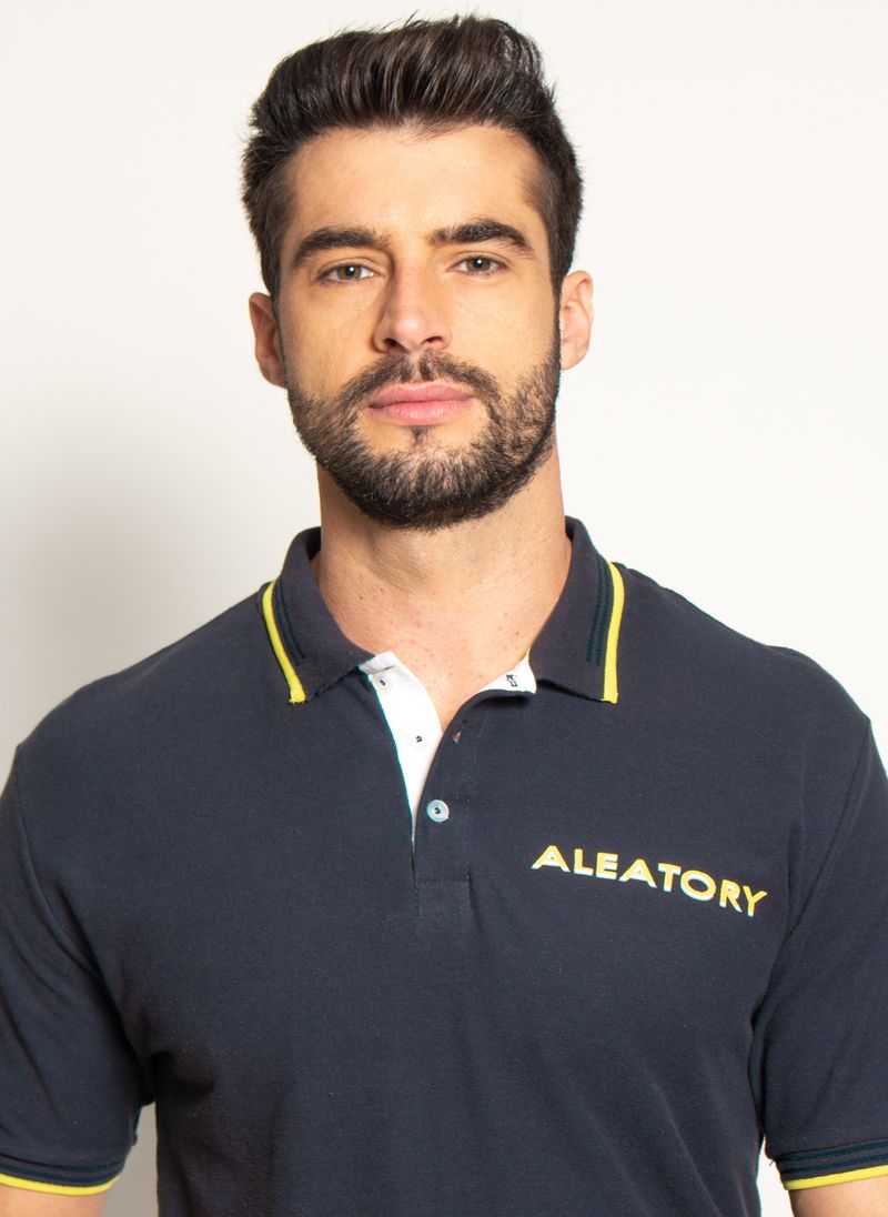 Camisa-Polo-Aleatory-Piquet-Estampada-Luxe-Marinho-Azul-Marinho-P