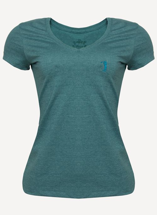 Camiseta Feminina Aleatory Gola V Lisa Force Verde