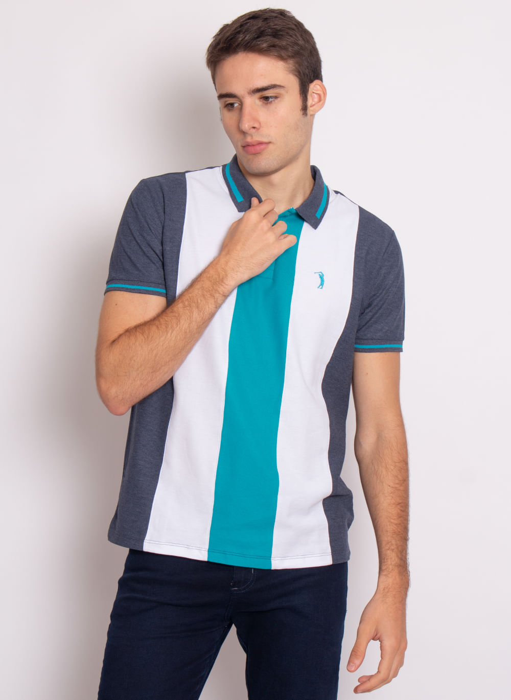 Camisa-Polo-Aleatory-Recortada-Bit-Marinho-Azul-Marinho-M