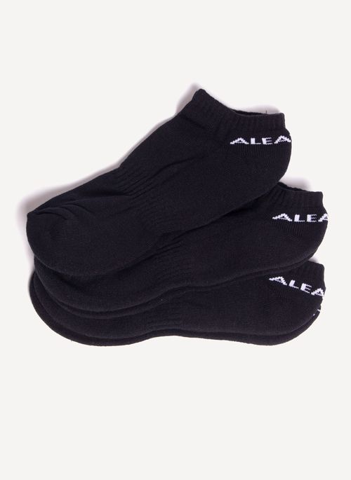 Meia Cano Curto Aleatory Kit 3 pares Preto