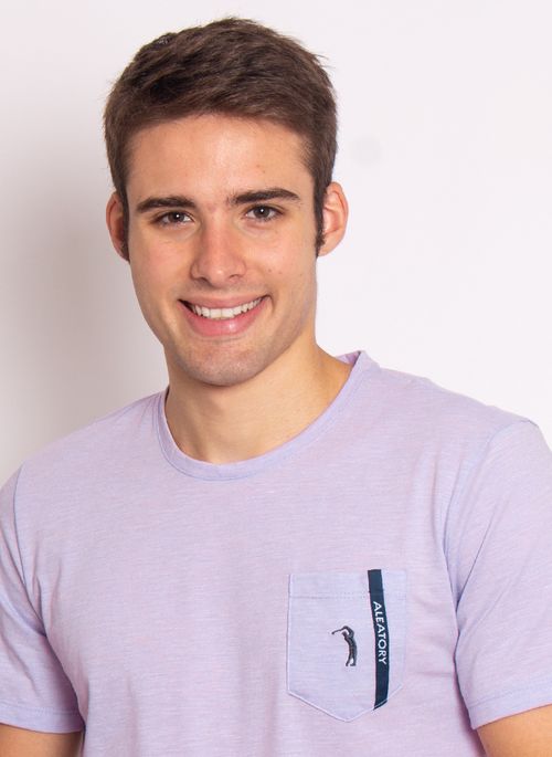 Camiseta Aleatory Mescla Wave com Bolso Lilás