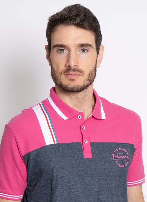 Camisa Polo Aleatory Recortada Piquet Original Rosa