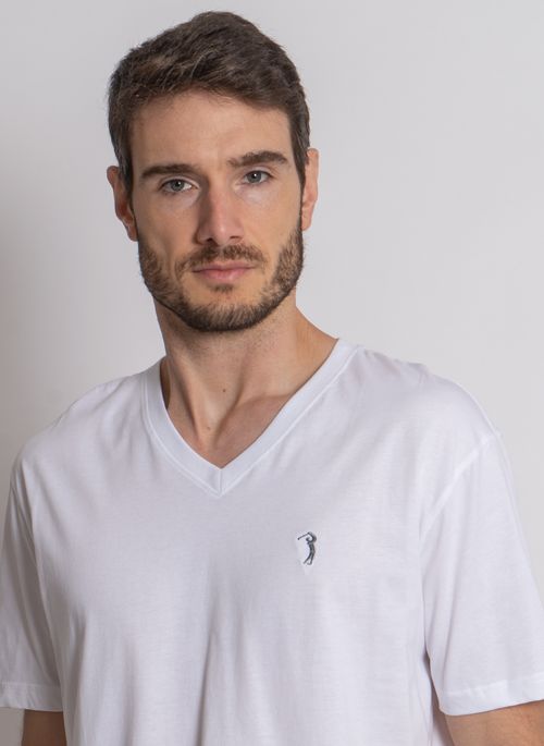 Camiseta Gola V Aleatory Básica Branca