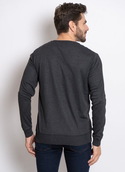 Suéter Aleatory Gola Careca Power Preto Mescla