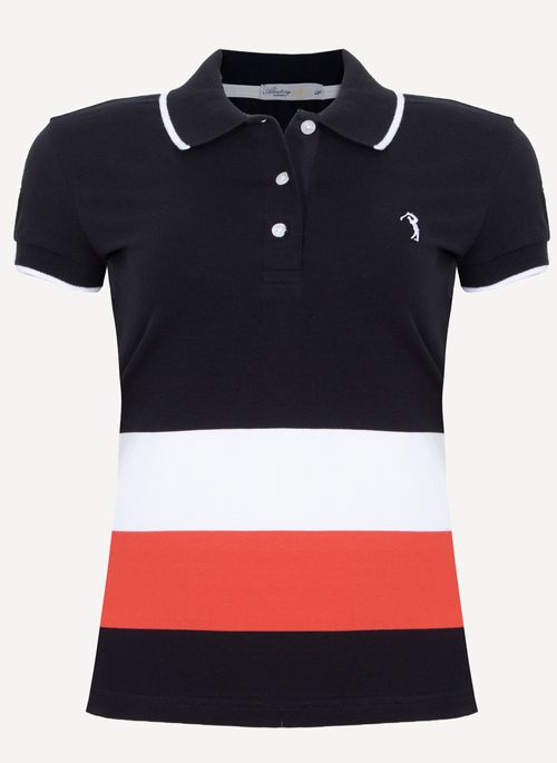 Camisa Polo Feminina Aleatory First Preta