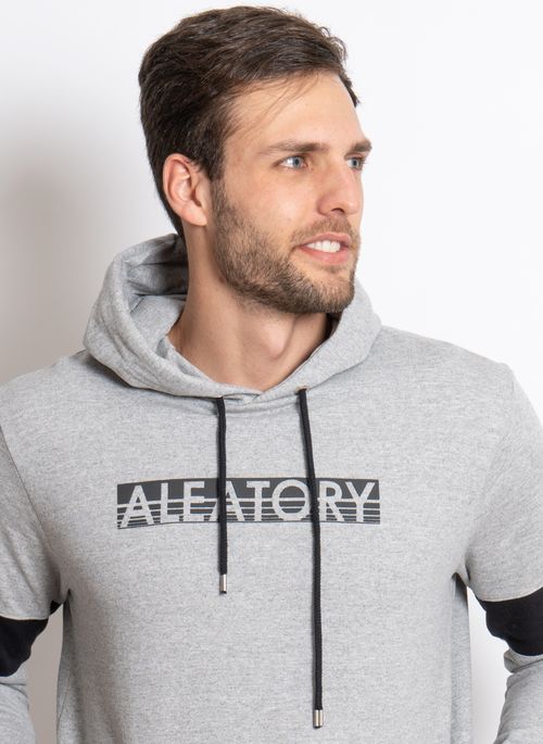 Blusão Moletom Aleatory NY Cinza com Capuz