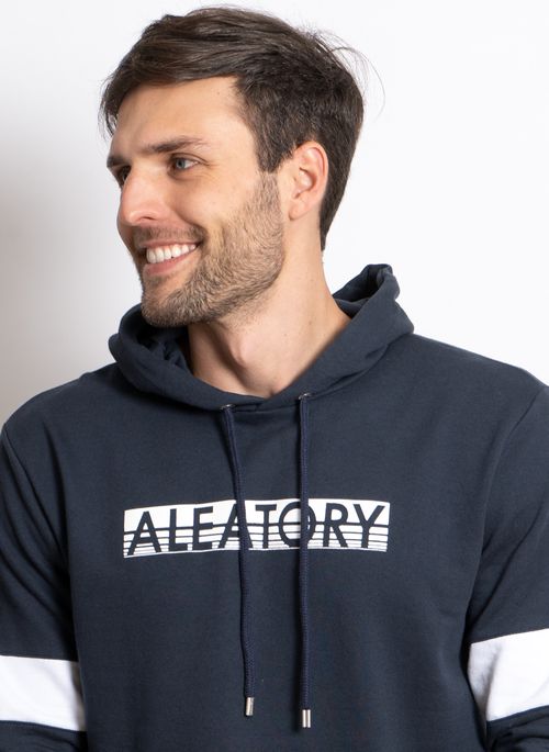 Blusão Moletom Aleatory NY Marinho com Capuz