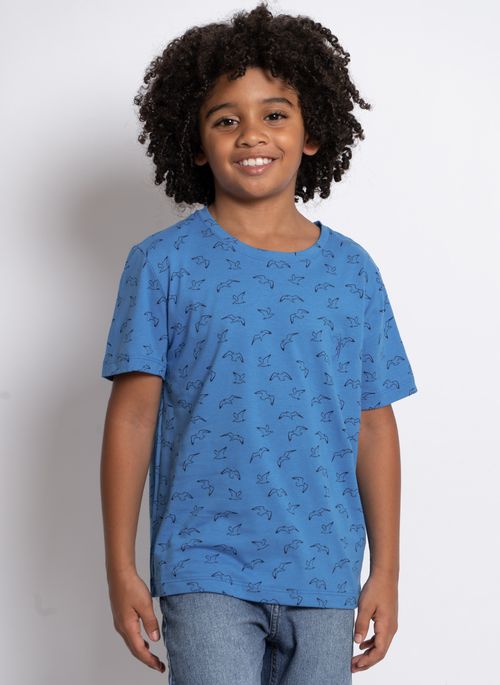 Camiseta Aleatory Kids Full Print Mew Azul