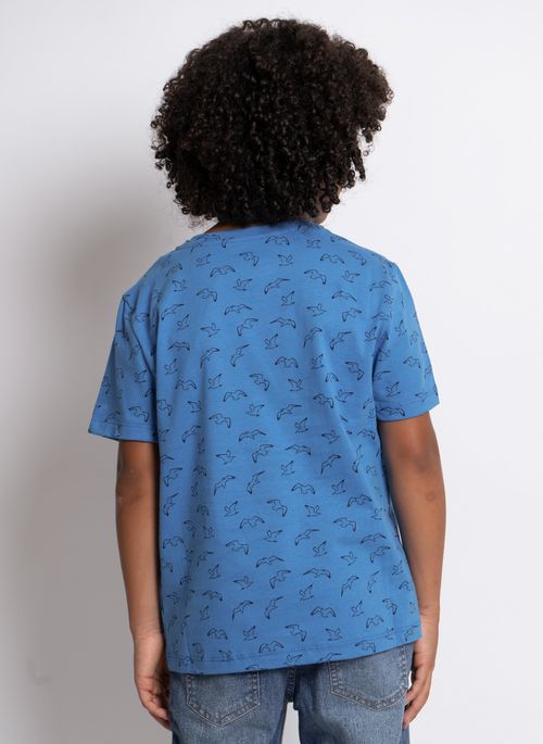 Camiseta Aleatory Kids Full Print Mew Azul