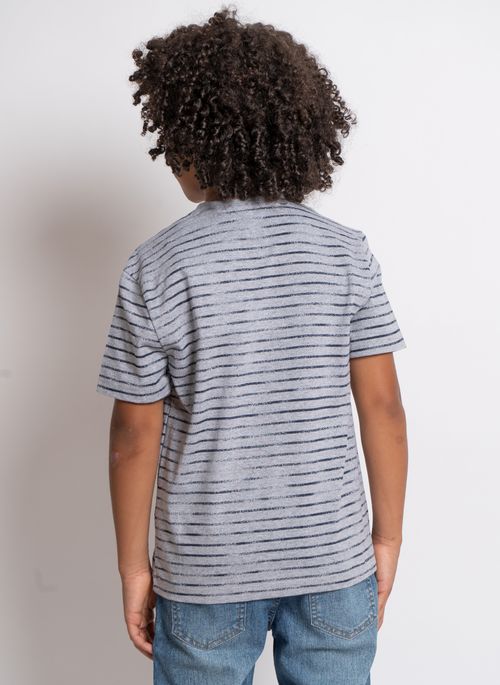 Camiseta Aleatory Mini Print Kids Striped Cinza
