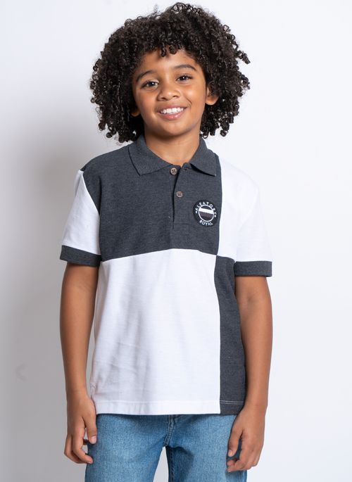 Camisa Polo Aleatory Kids Piquet Recortada Chumbo