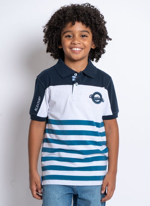 Camisa Polo Aleatory Kids  Patch Golf Marinho