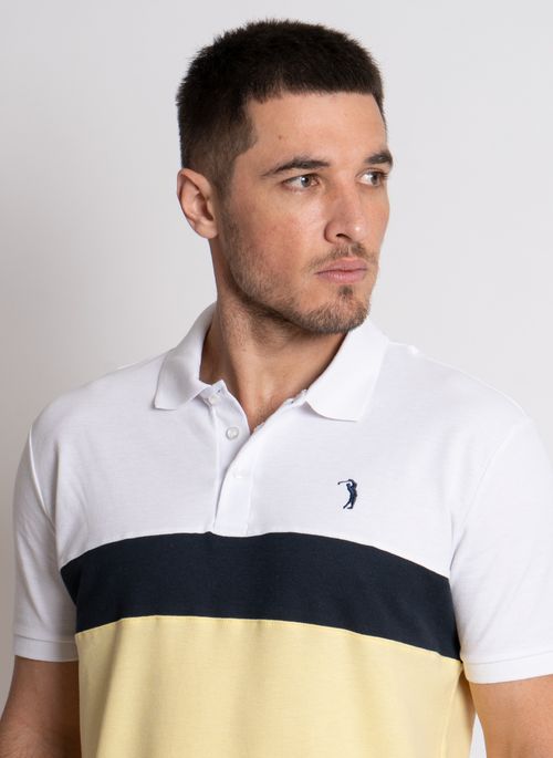 Camisa Polo Aleatory Piquet Recortada Fresh Branca