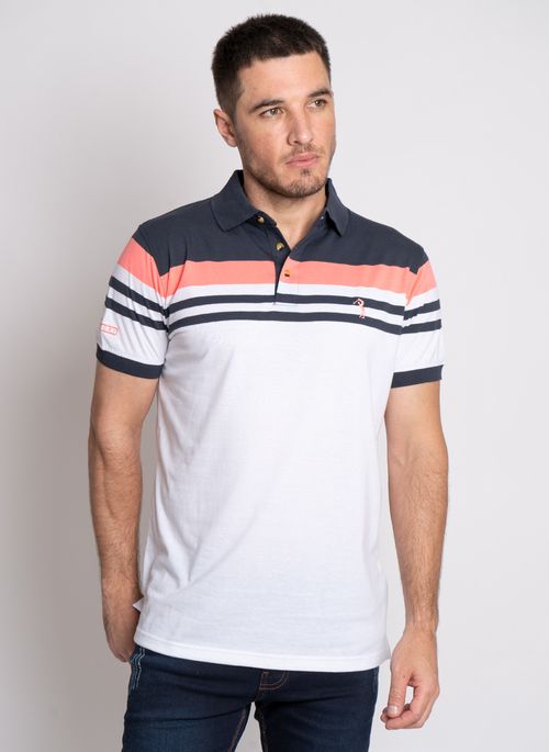 Camisa Polo Aleatory Listrada Clos Branca