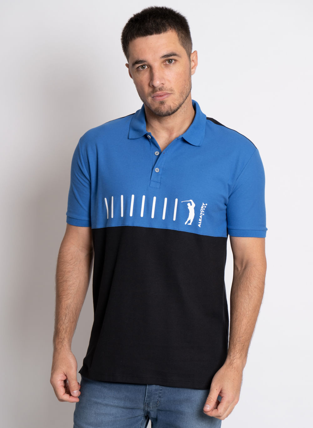 Camisa-Polo-Aleatory-Estampada-Piquet-Sense-Azul-Azul-M