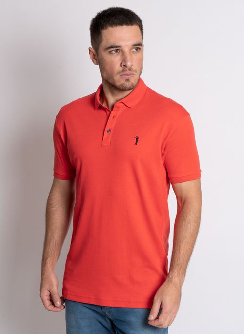 Camisa Polo Aleatory lisa Algodão Pima Vermelho Claro