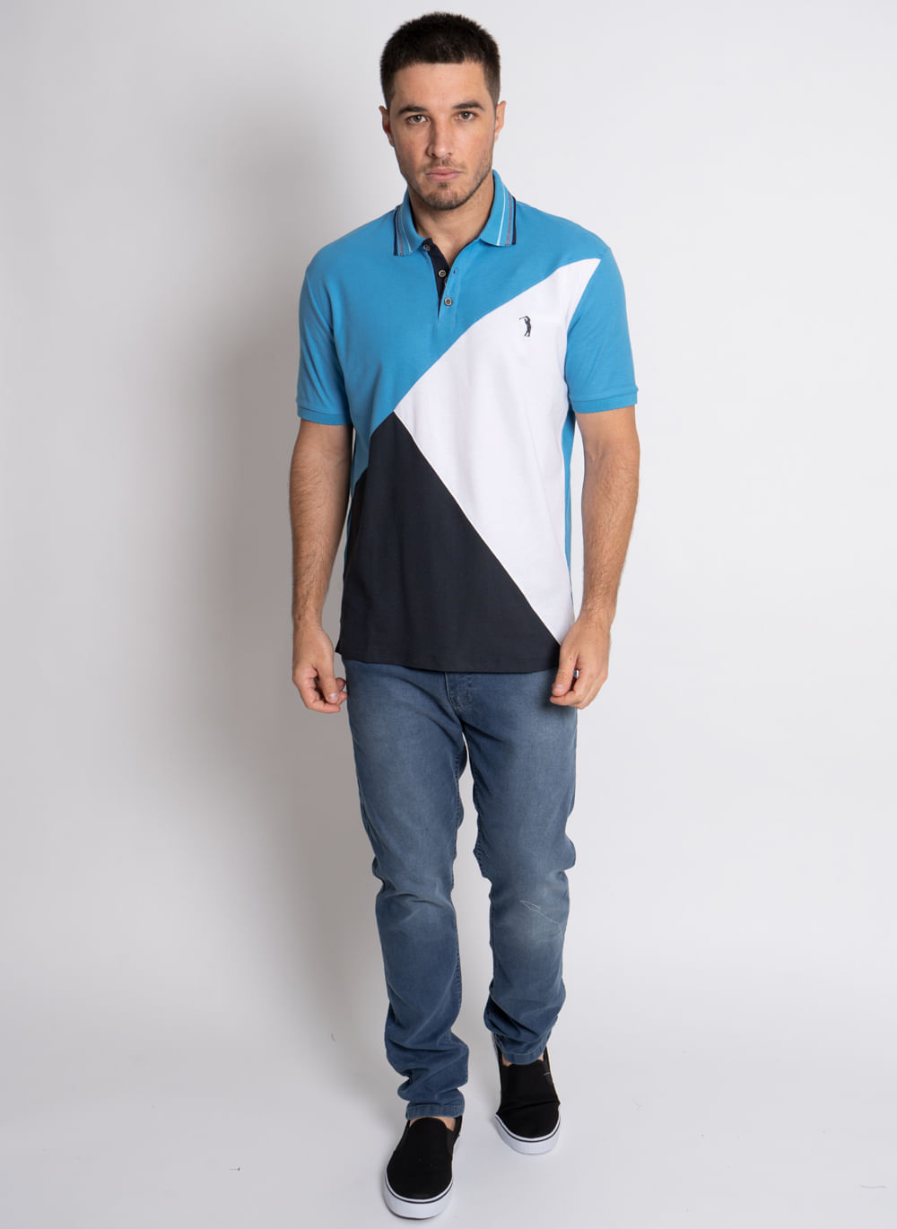 Camisa-Polo-Aleatory-Piquet-Recortada-Cronen-Azul-Azul-P