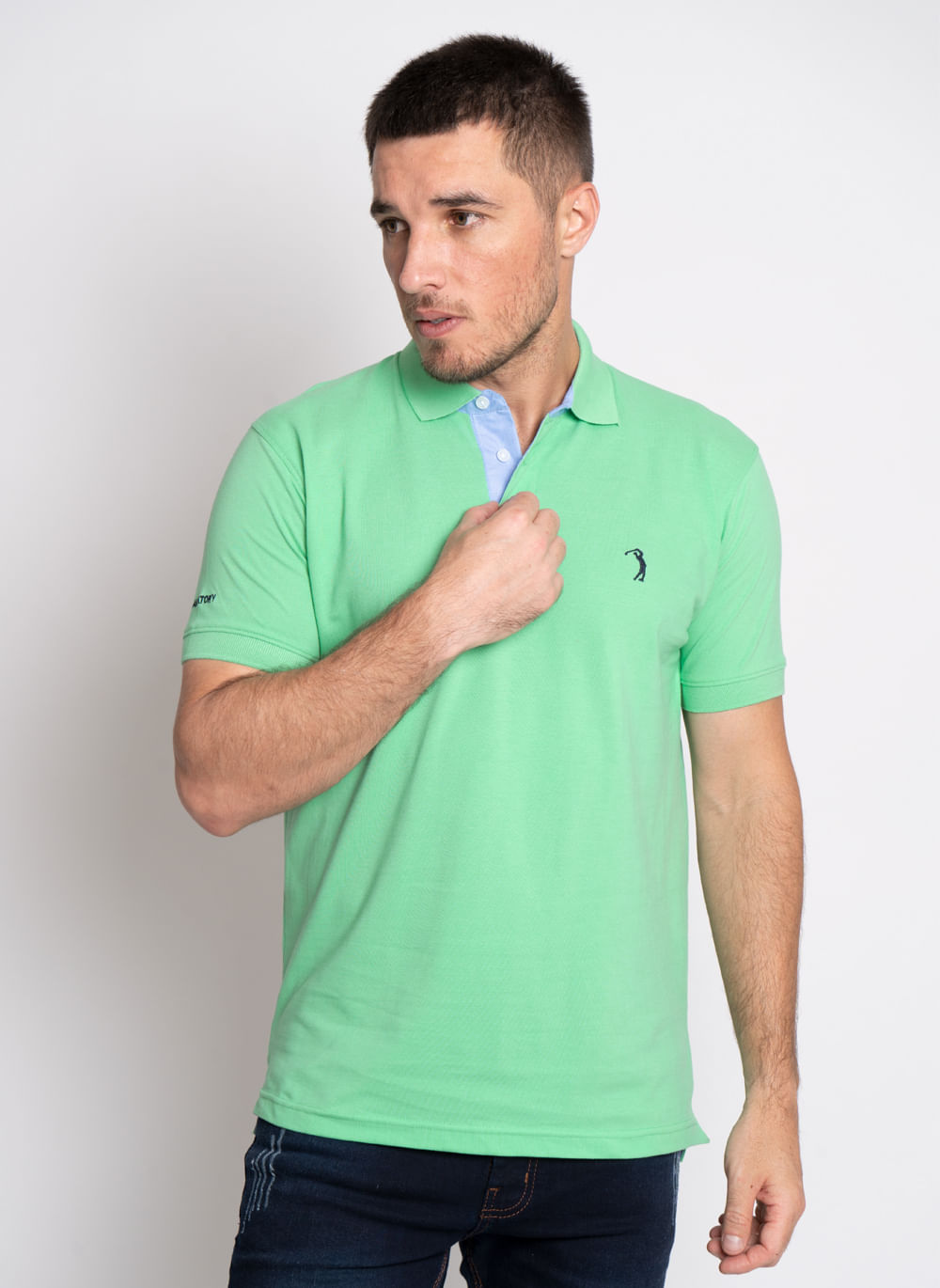 Camisa-Polo-Verde-Claro-Lisa-Aleatory-Verde-Claro-M