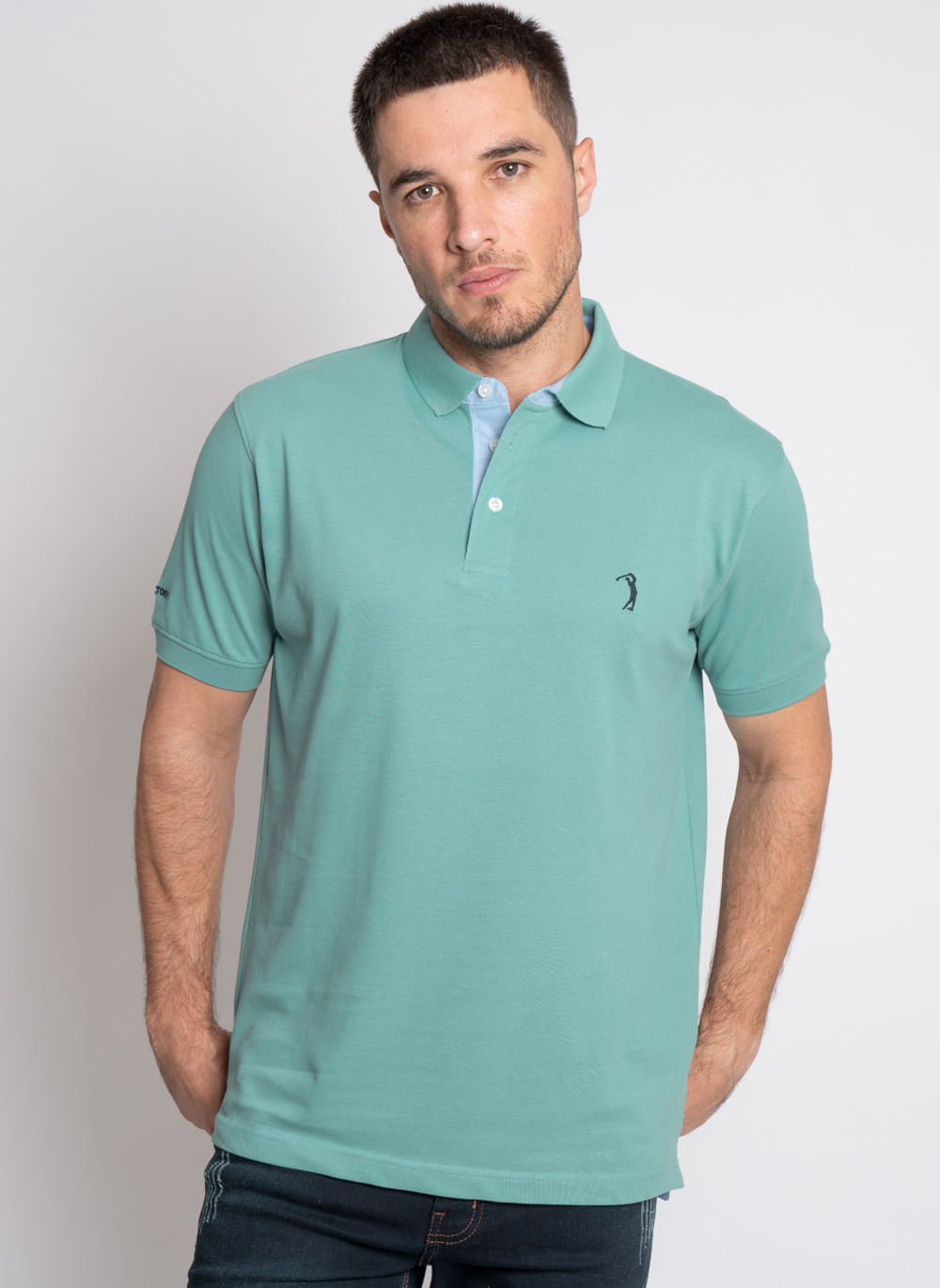 Camisa-Polo-Verde-Agua-Lisa-Aleatory-Verde-Agua-P